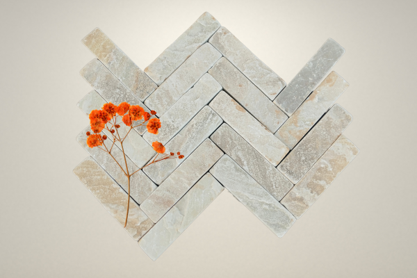 Mint Fossil Herringbone Paving